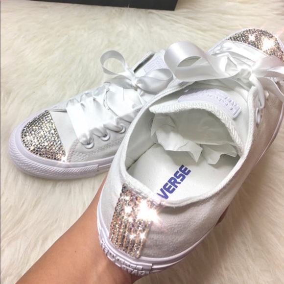 Swarovski Crystal CONVERSE Bling Wedding sneakers - Picture 3 of 6